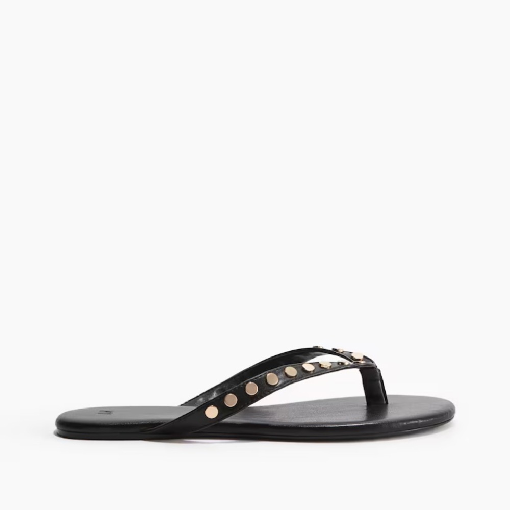 H&M Black Thong Sandals with Gold Studs